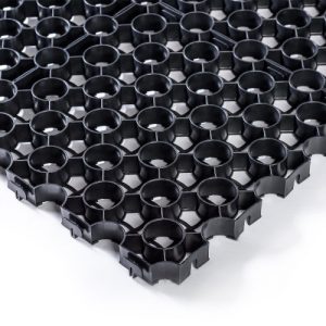 black plastic injection moulded floor matting, manufactured by Roland Plastics, Suffolk UK