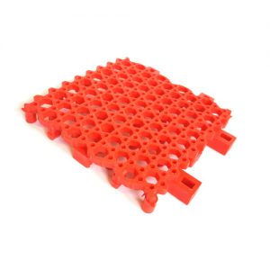 Red Plastic interlocking grid, manufactured by Roland Plastics